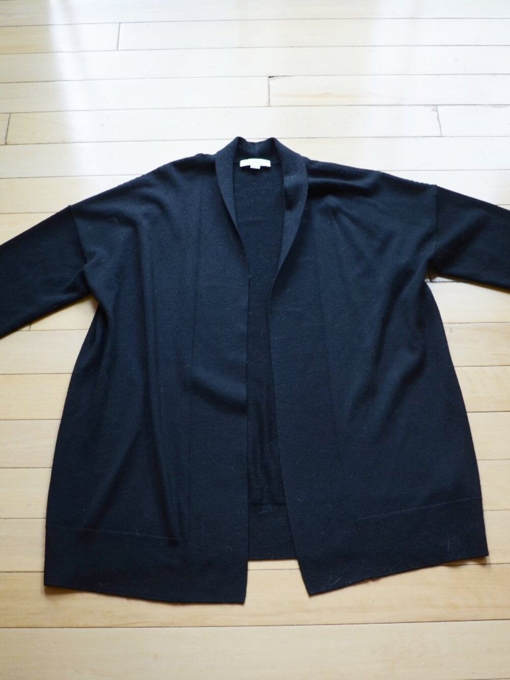 Vince 100% Wool Open Front Black Cardigan Size L
